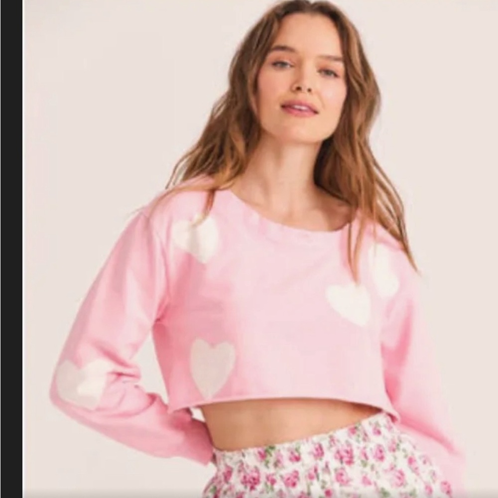 Selling love shack fancy cropped heart sweater never worn and new with tags